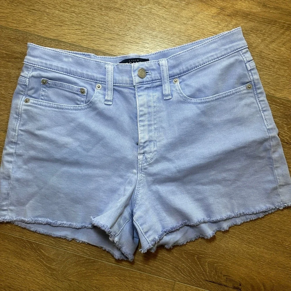 J.Crew Mercantile Women Periwinkle Blue Denim Cutoff Shorts Raw Hem Stretch 28/6